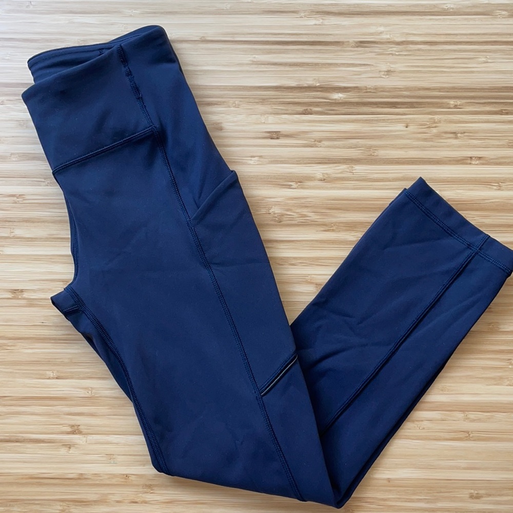 Lululemon Navy Leggings With Reflective Stripe